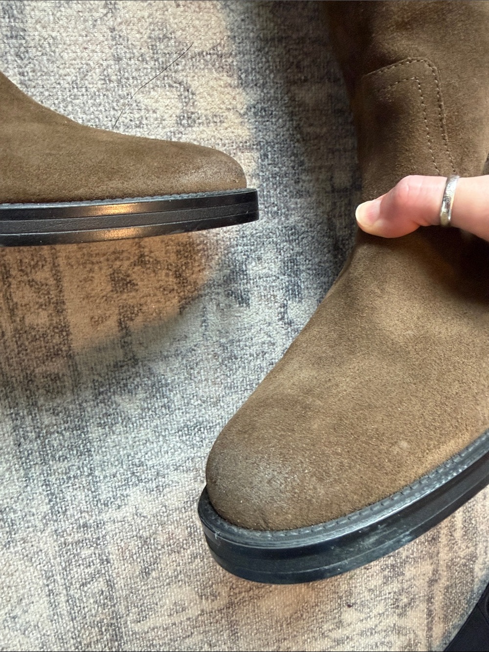 NWT Massimo Dutti Oiled Split Suede Riding Boots Khaki Brown Size EU 39 / US 8 - Picture 6 of 14